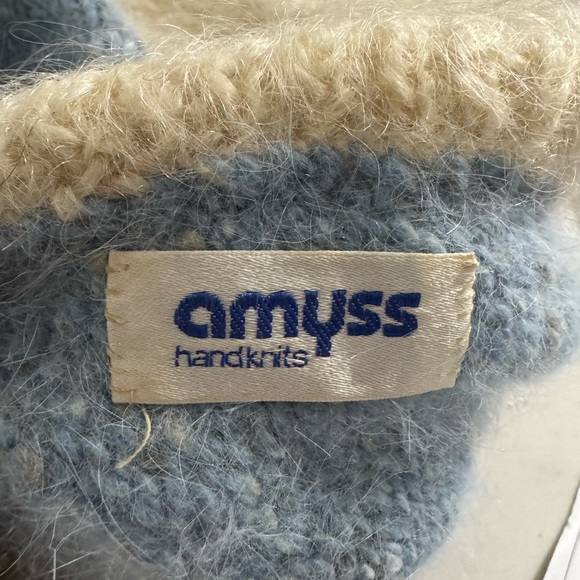 Mohair Cardigan Sweater Handmade Cropped Colorblock Sz Medium 3/4 Sleeve - Picture 5 of 6